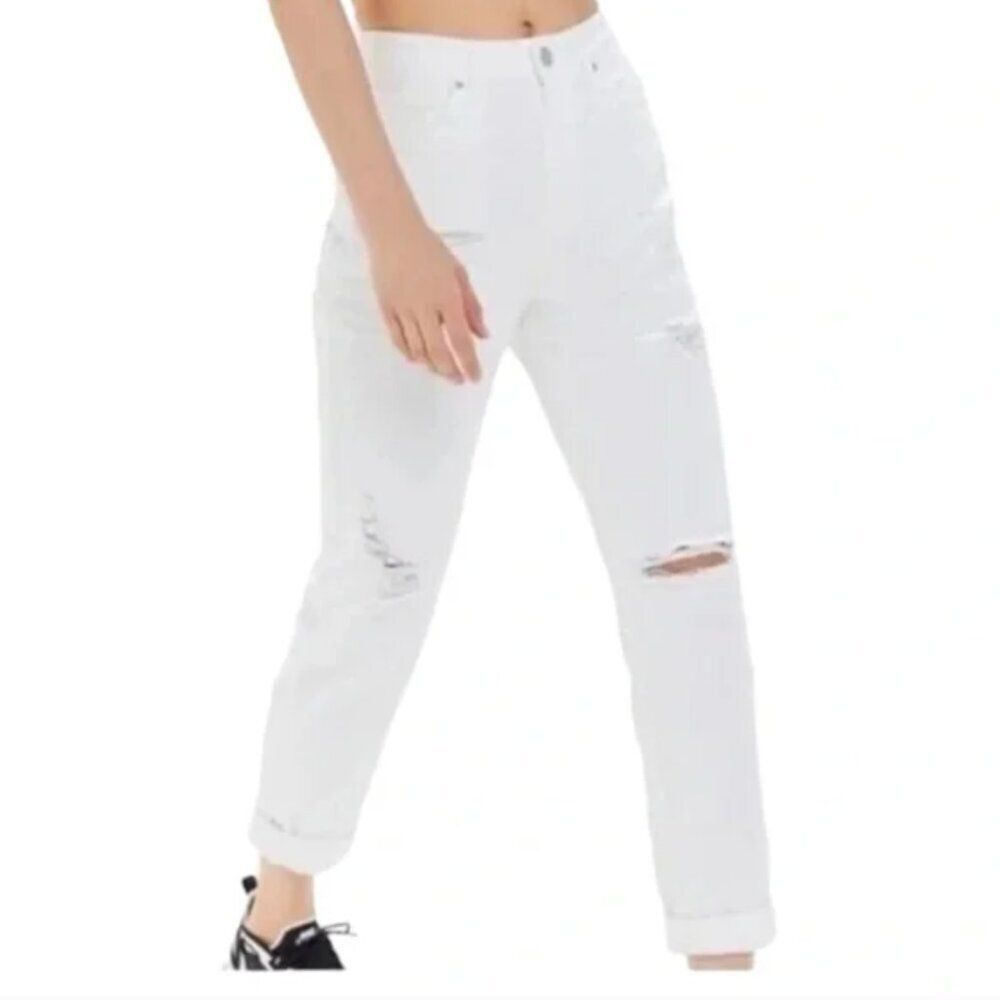BDG MOM Jeans High Rise 100% Cotton Distressed White Sz 28